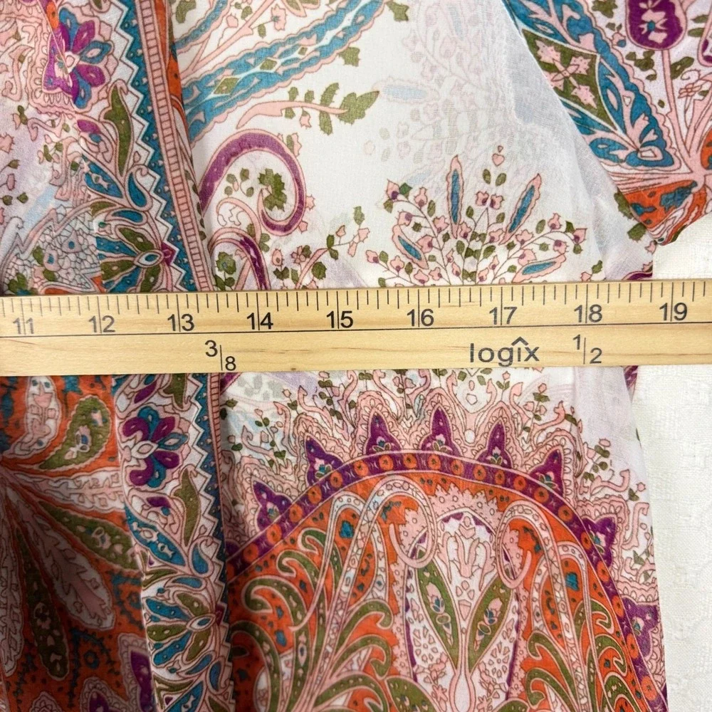 Soft Surroundings Sheer Paisley Kimono Cardigan Topper Women PXS Boho Open Front